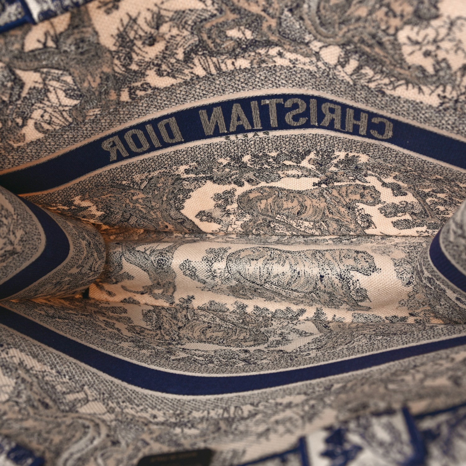 Christian Dior Canvas Embroidered Large Dioriviera Toile De Jouy Book Tote Blue 5 of 10