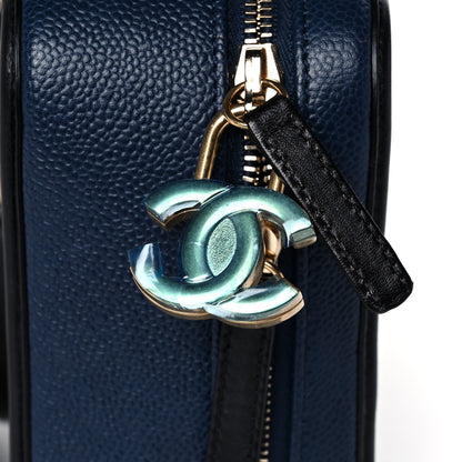 Chanel Caviar Quilted Small CC Filigree Vanity Case Navy Black 11 of 12