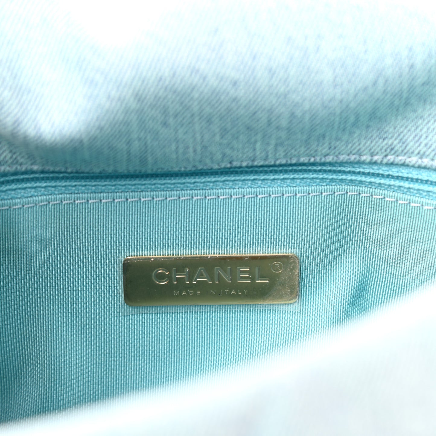 Denim Quilted Large Chanel 19 Flap Neon Blue