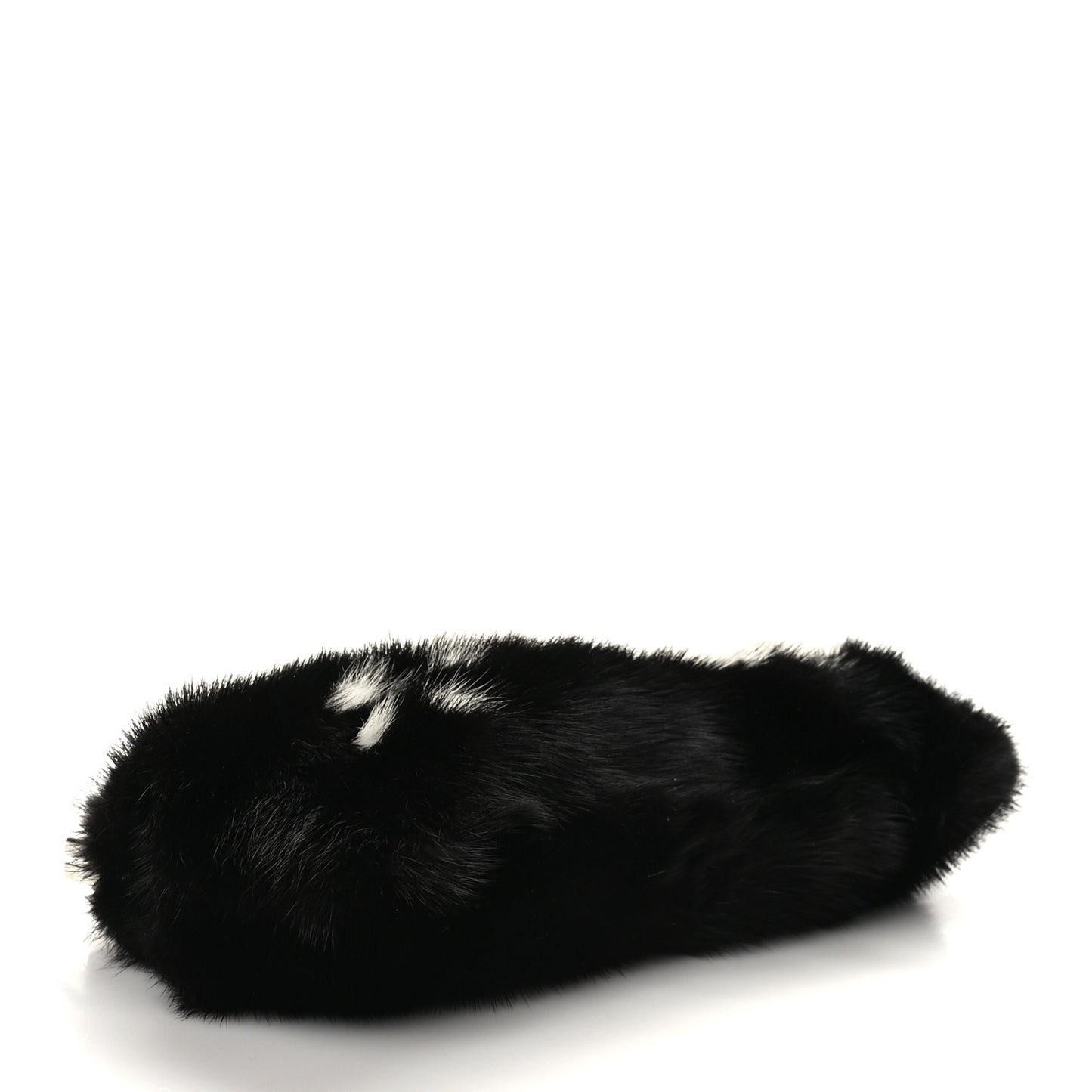 Mink Fur Crystal Clutch Black Bianco