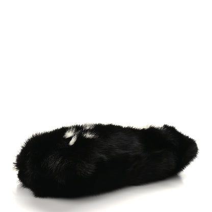 Prada Mink Fur Crystal Clutch Black Bianco 3 of 7
