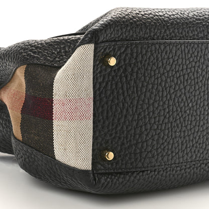 Burberry Grainy Calfskin House Check Small Maidstone Black 7 of 8
