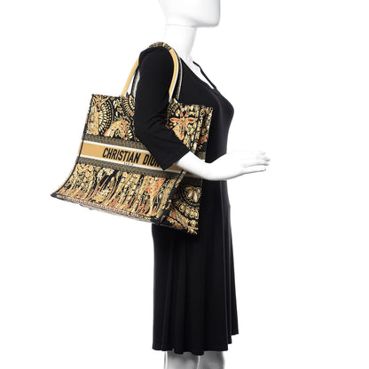 Christian Dior Canvas Embroidered Dior Animals Giraffe Book Tote Yellow Multicolor 2 of 12