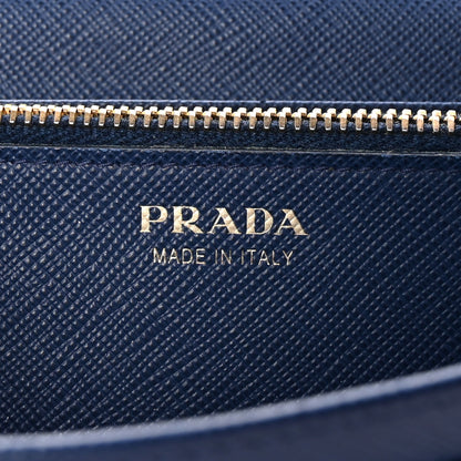 Prada Saffiano Metal Bar Continental Flap Wallet Bluette 6 of 6