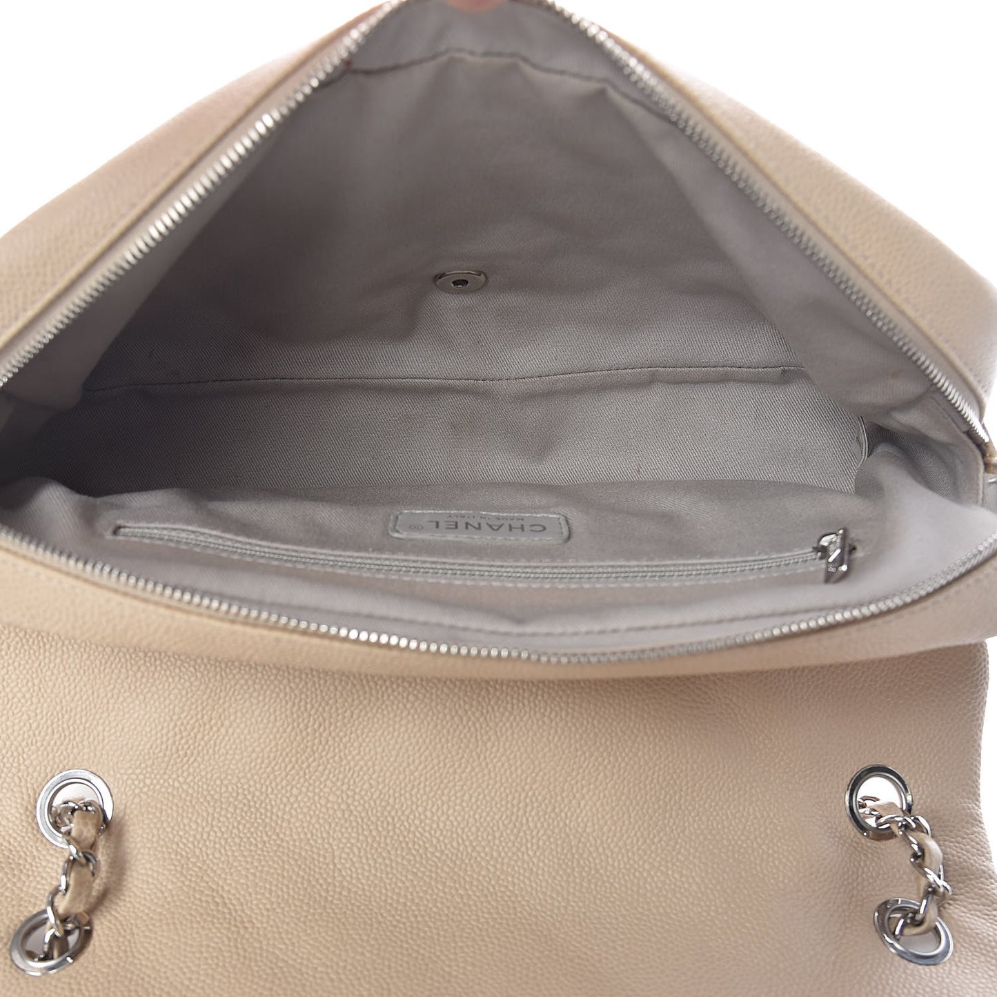 Caviar Quilted Jumbo Easy Flap Beige