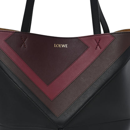 Loewe X ALBERS Nappa Calfskin Medium Puzzle Fold Tote Black Burgundy 8 of 11