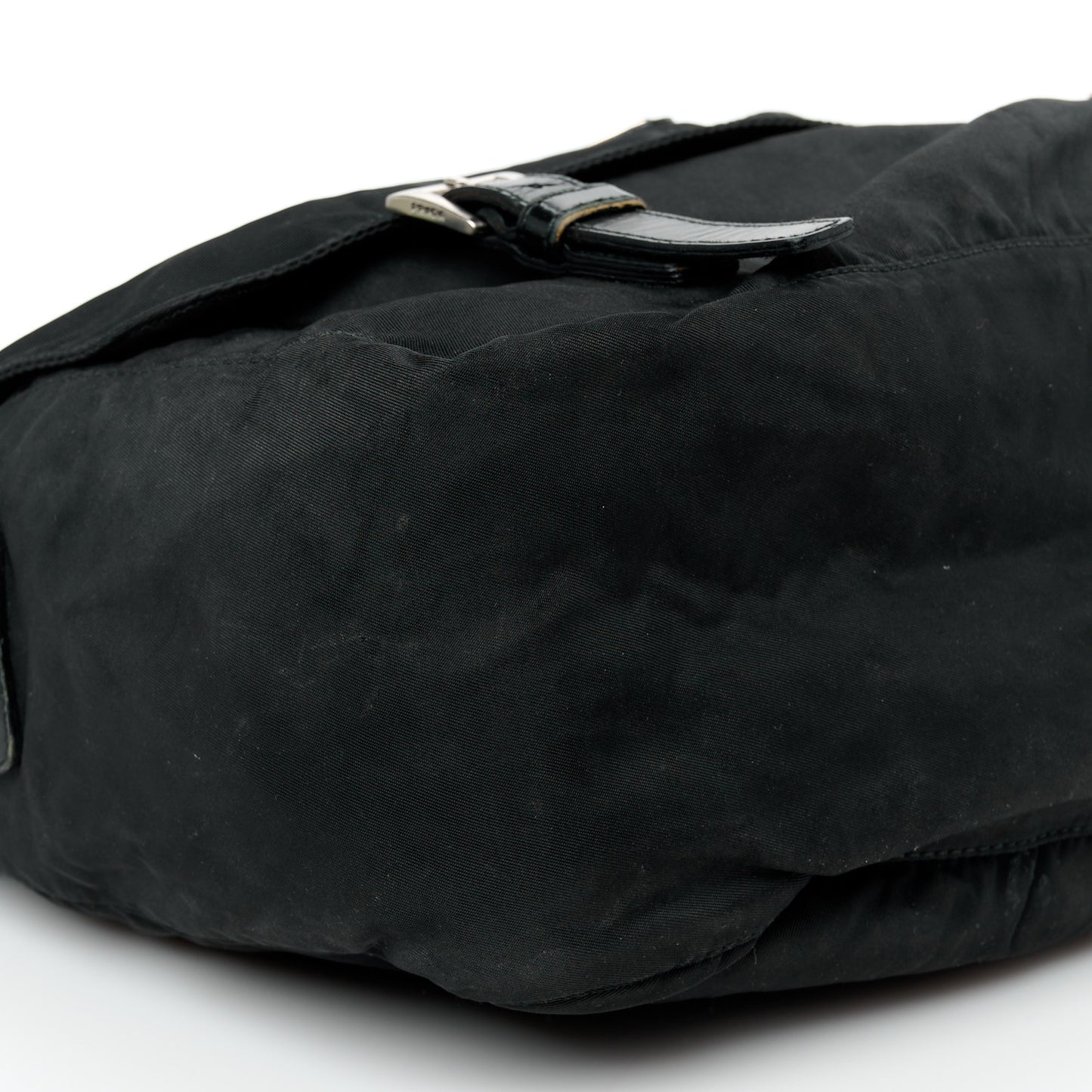 Nylon Soft Calfskin Vela Messenger Bag Black
