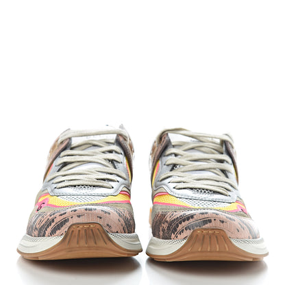Gucci Suede Calfskin Tejus Printed Womens Ultrapace Sneakers 40 Pink Silver Oatmeal Yolk 2 of 9