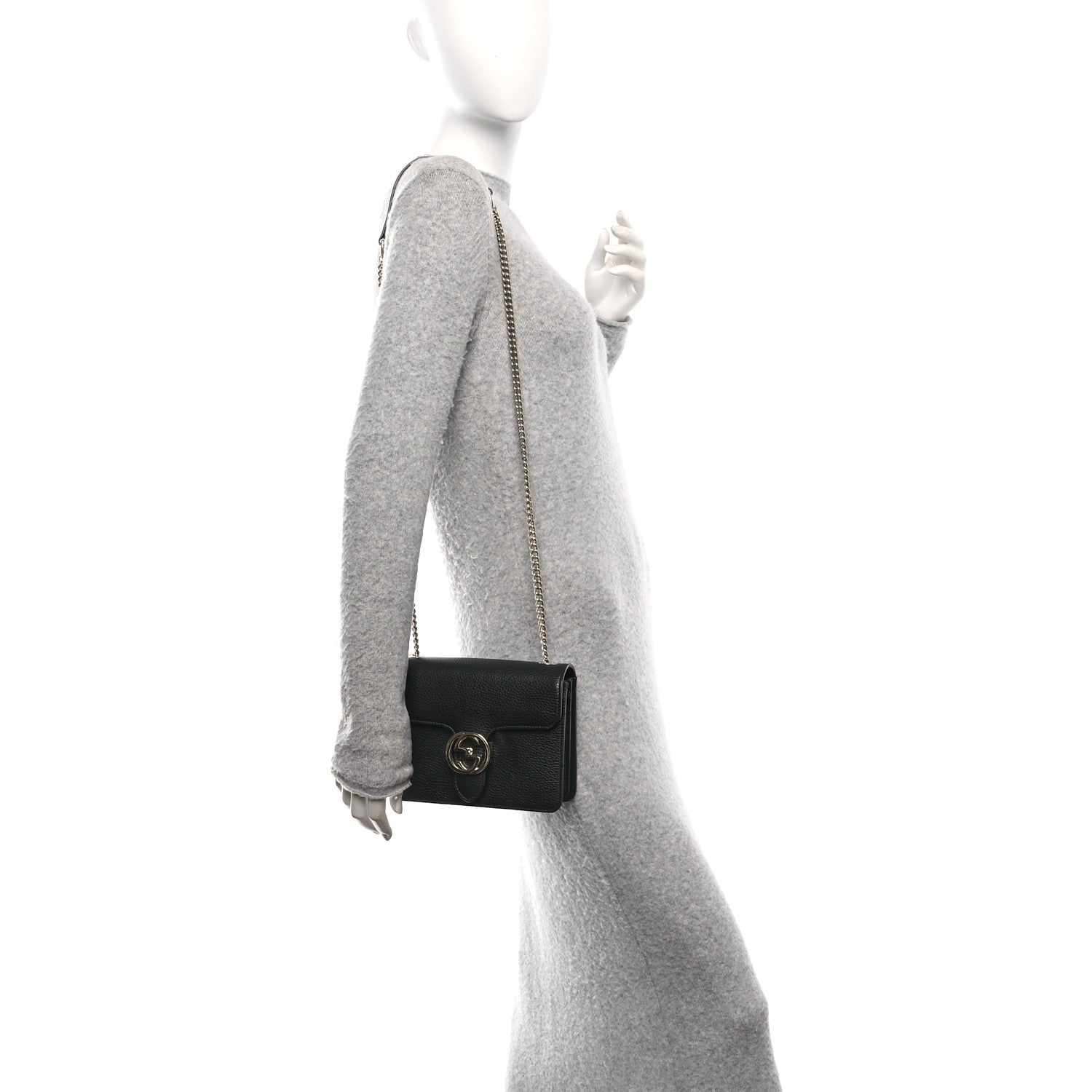 Gucci Dollar Calfskin Small Interlocking G Shoulder Bag Black 2 of 11