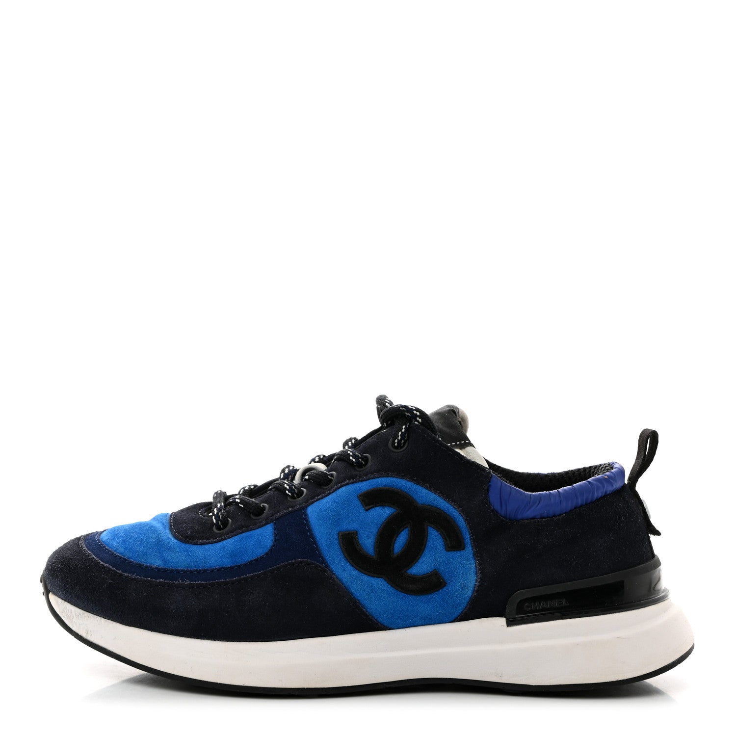 Chanel Suede Calfskin CC Sneakers 39.5 Blue Navy Dark Navy 1 of 9