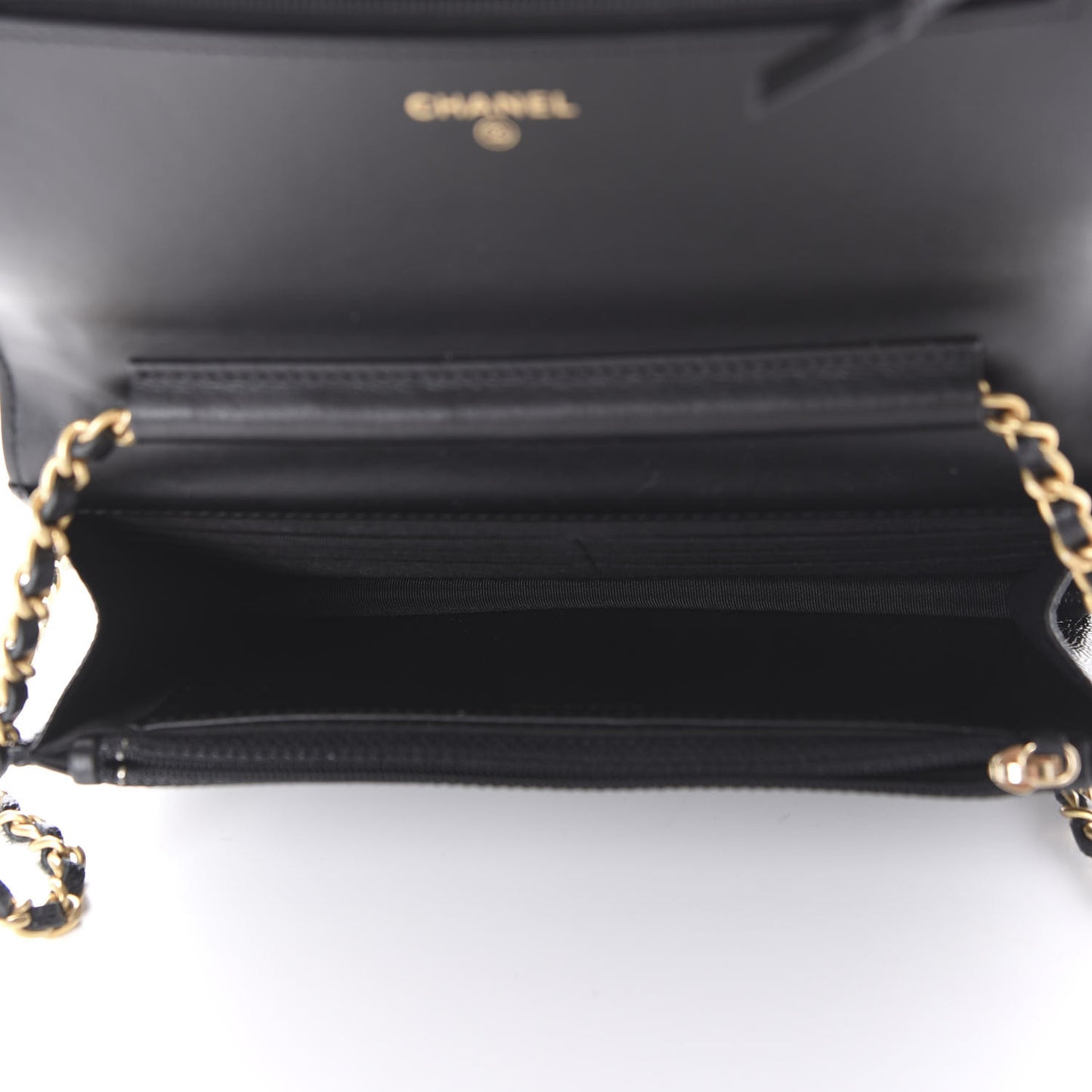 Caviar Chevron Quilted Boy Wallet On Chain WOC Black