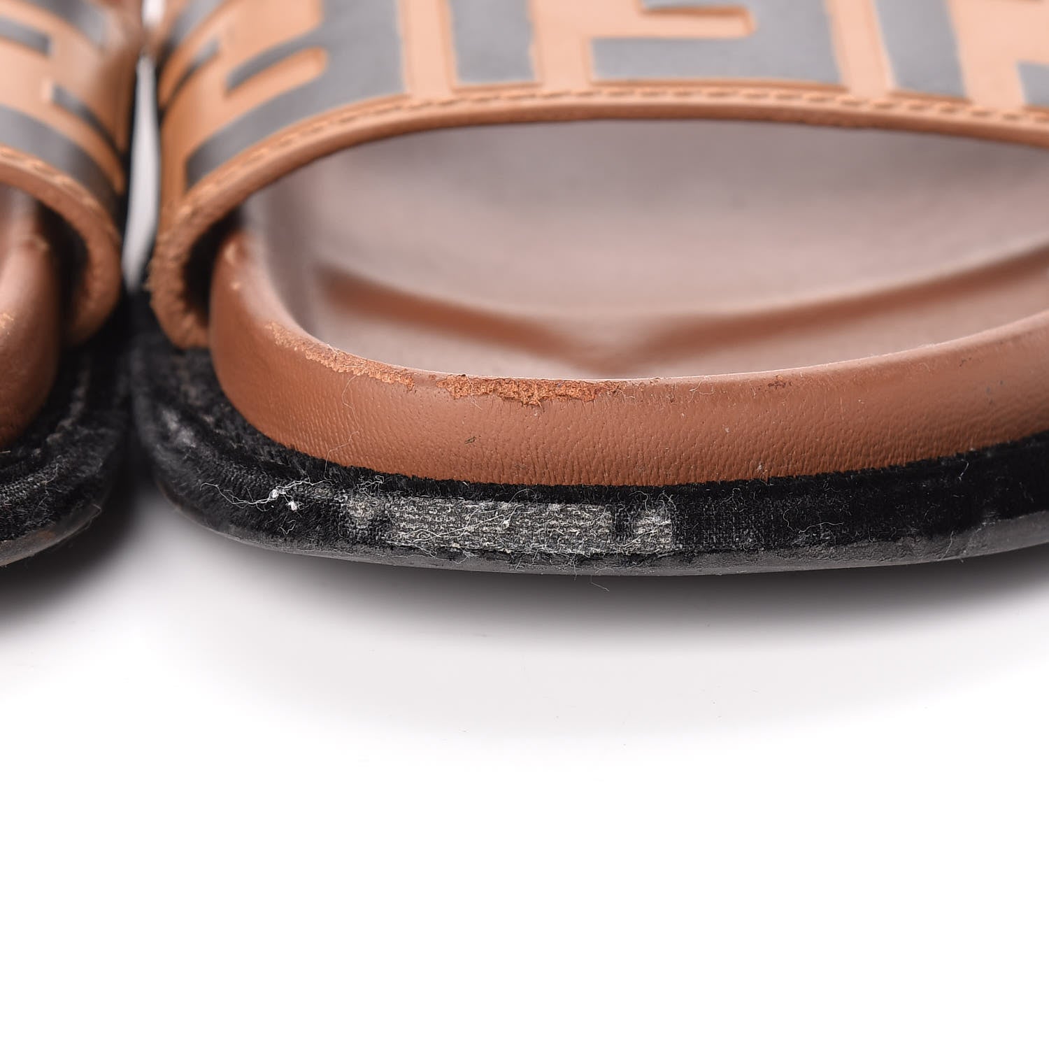 Fendi Calfskin FF Embossed Slide Sandals 39.5 Tobacco Moro 11 of 14