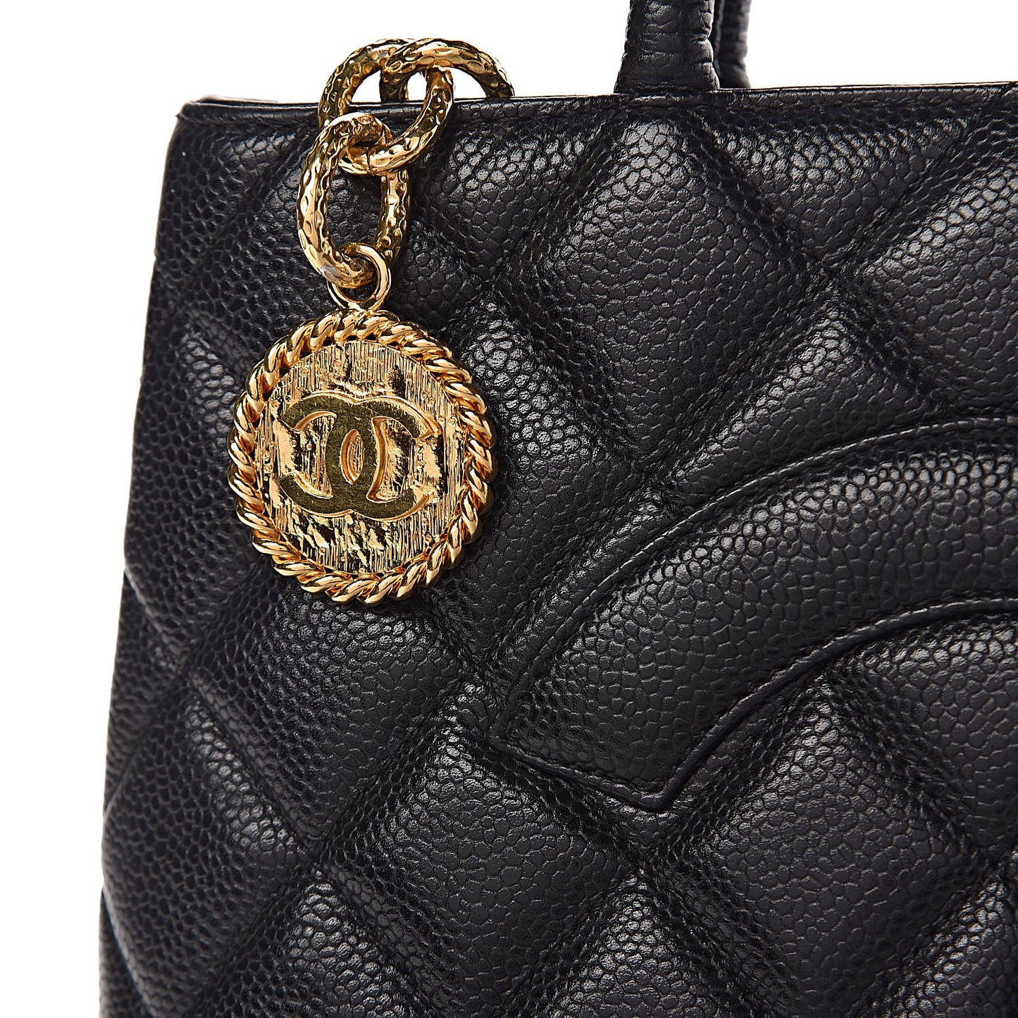 Caviar Quilted Medallion Tote Black