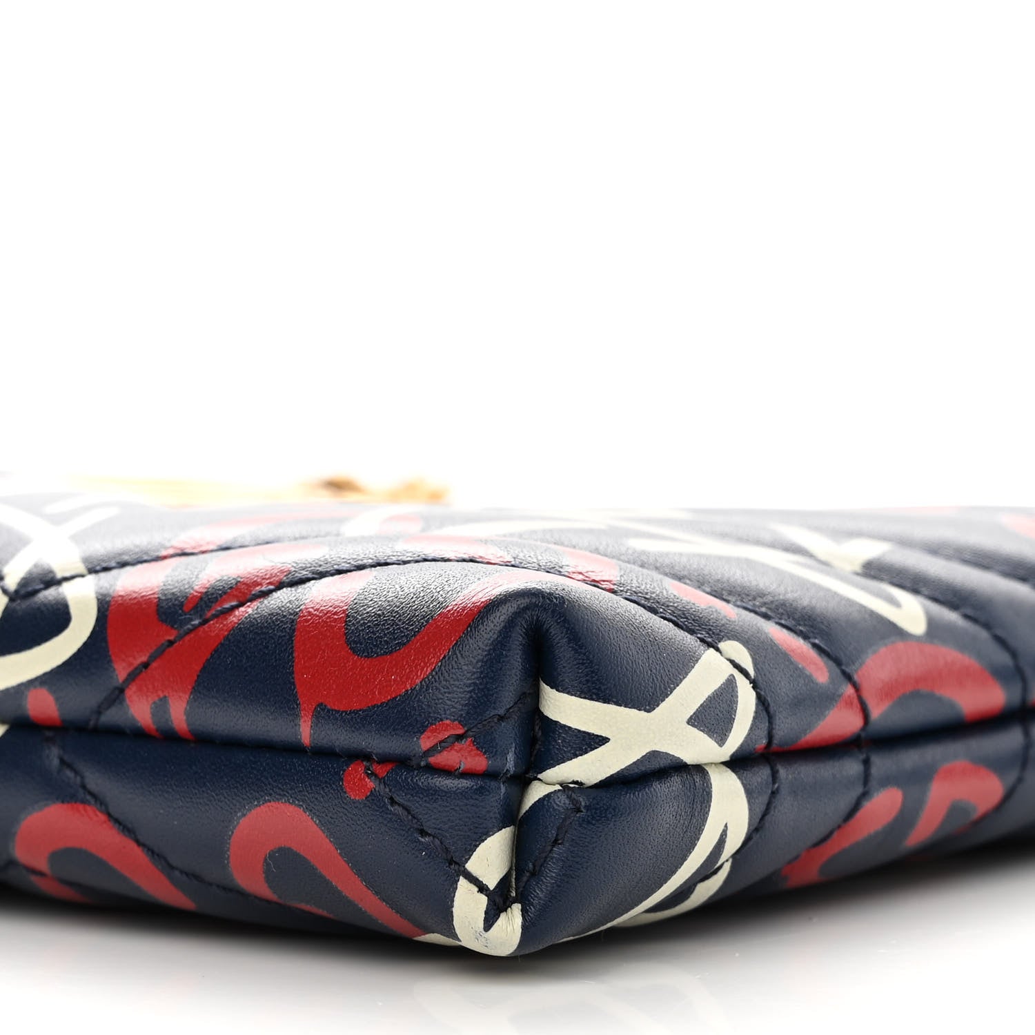 Gucci Calfskin Matelasse GucciGhost Mini GG Marmont Chain Bag Blue Agata Hibiscus Red 11 of 12