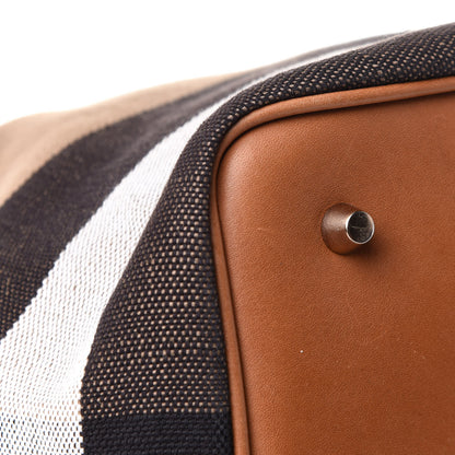 Burberry Grainy Calfskin Canvas Mega Check Medium Ashby Tassel Hobo Saddle Brown 6 of 16