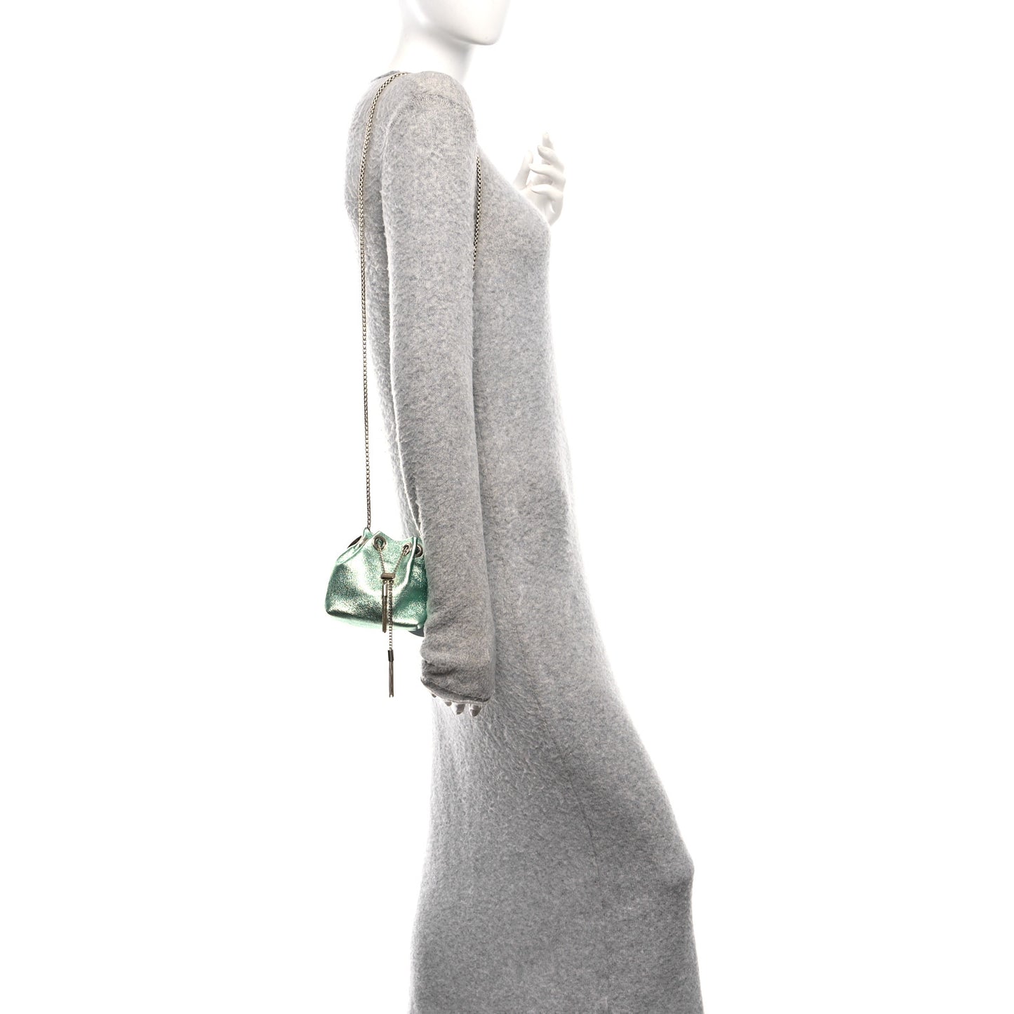 Metallic Nappa Micro Bon Bon Bag Smoke Green