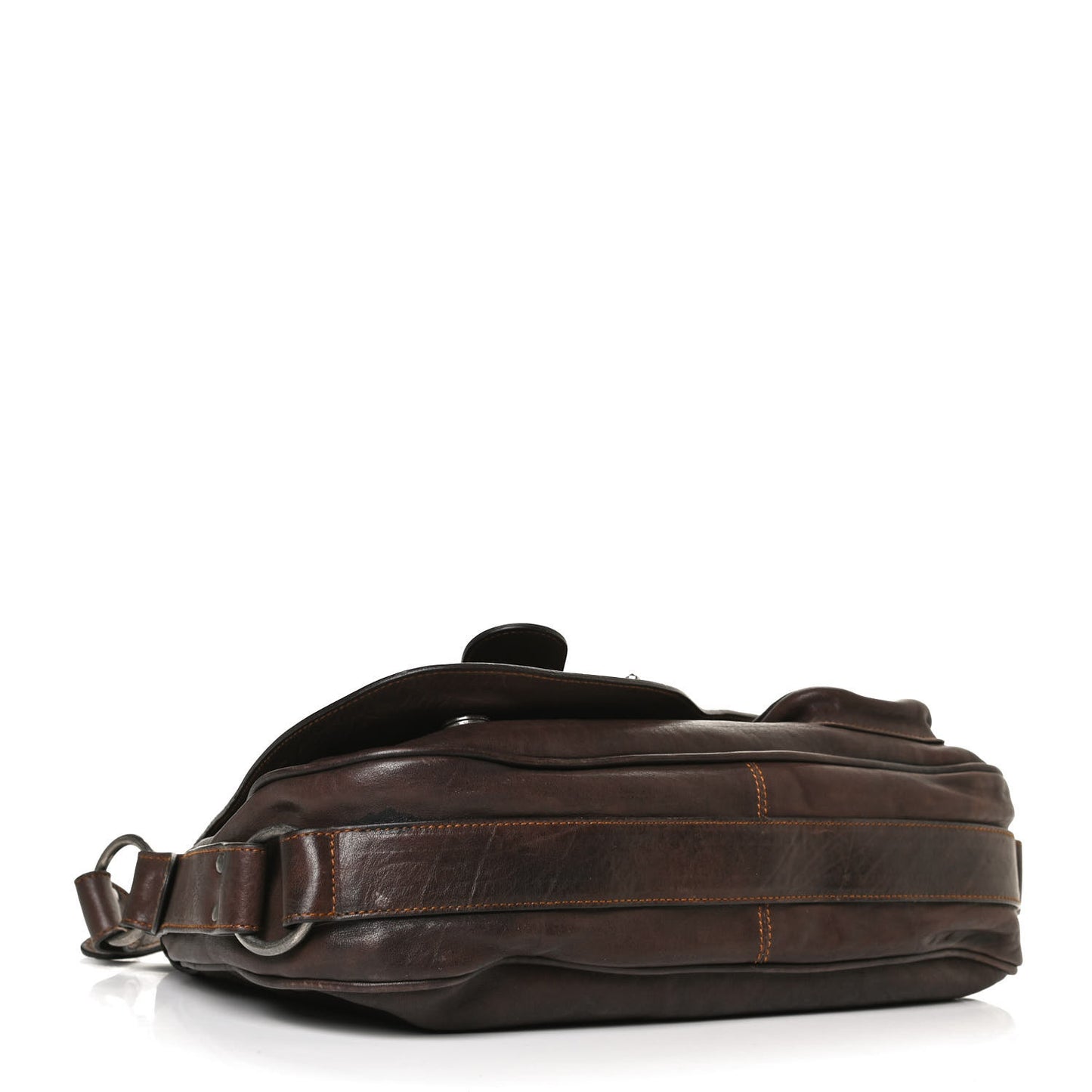 Calfskin Large Gaucho Double Saddle Bag Marron Fonce