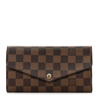 Louis Vuitton Damier Ebene Sarah Wallet NM Rose Ballerine 1 of 9