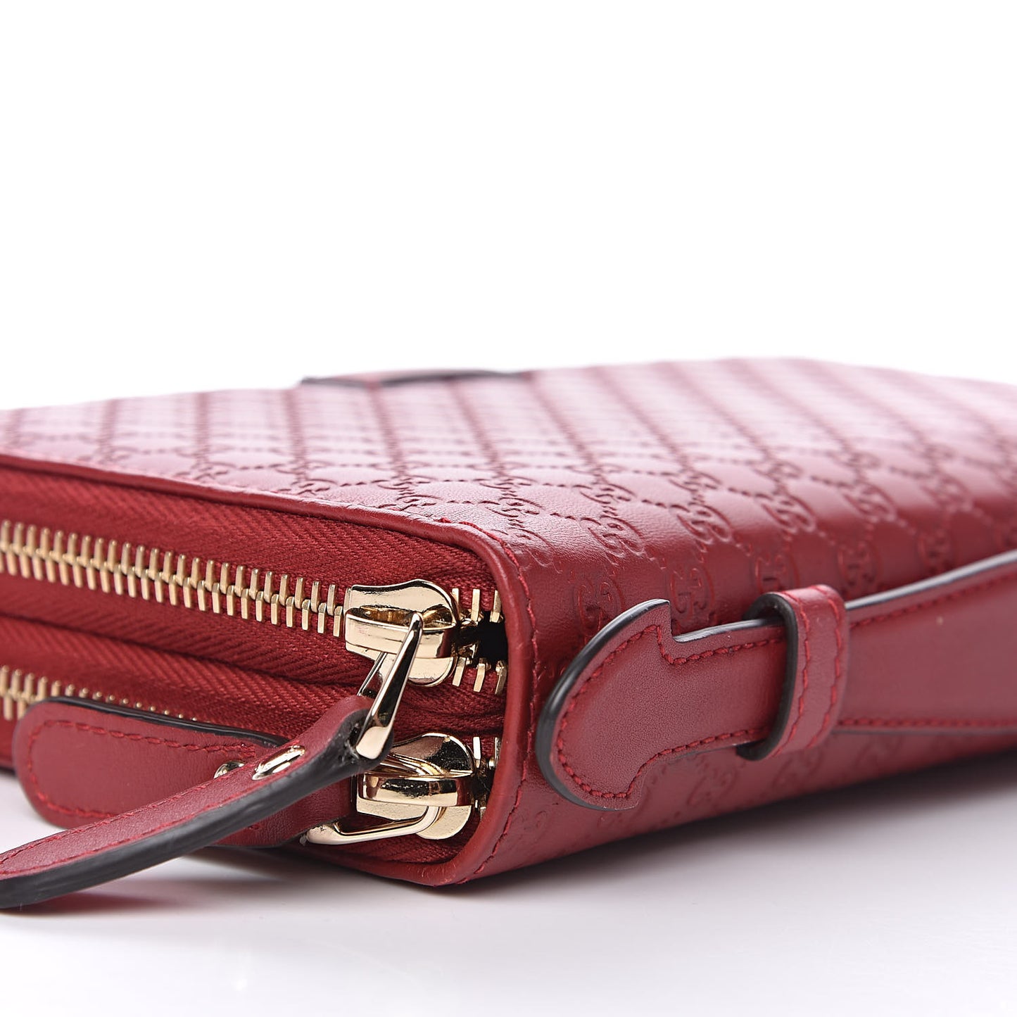 Microguccissima Zip Around Top Handle Travel Wallet Red