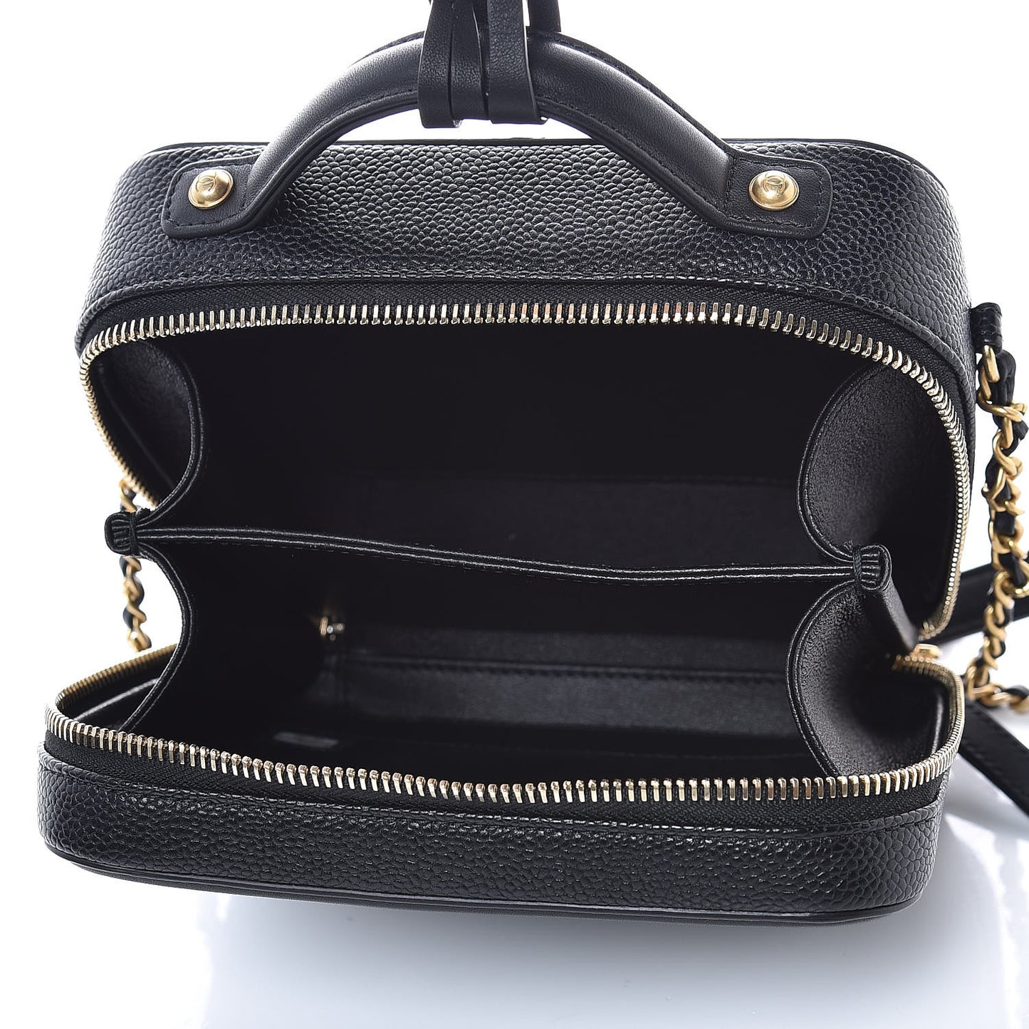 Caviar Quilted Small CC Filigree Vanity Case Black