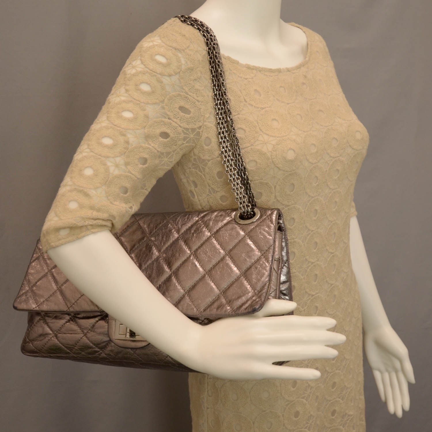 Chanel Calfskin 2.55 Reissue 228 Flap Metallic Silver 2 of 8