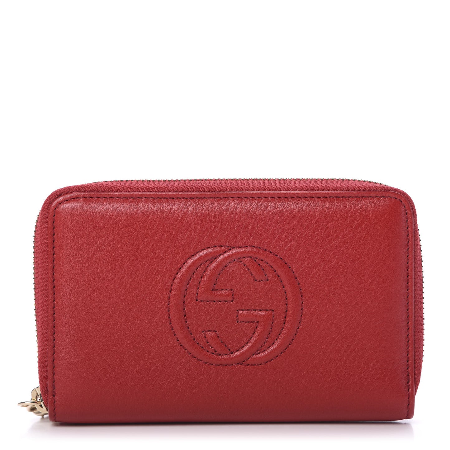 Pebbled Calfskin Medium Soho Zip Around Wallet Red