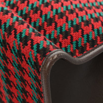 Gucci Cotton Wool Textured Calfskin Houndstooth Woven Large Interlocking G Tote Red Green Ivory Multicolor New Acero 11 of 11