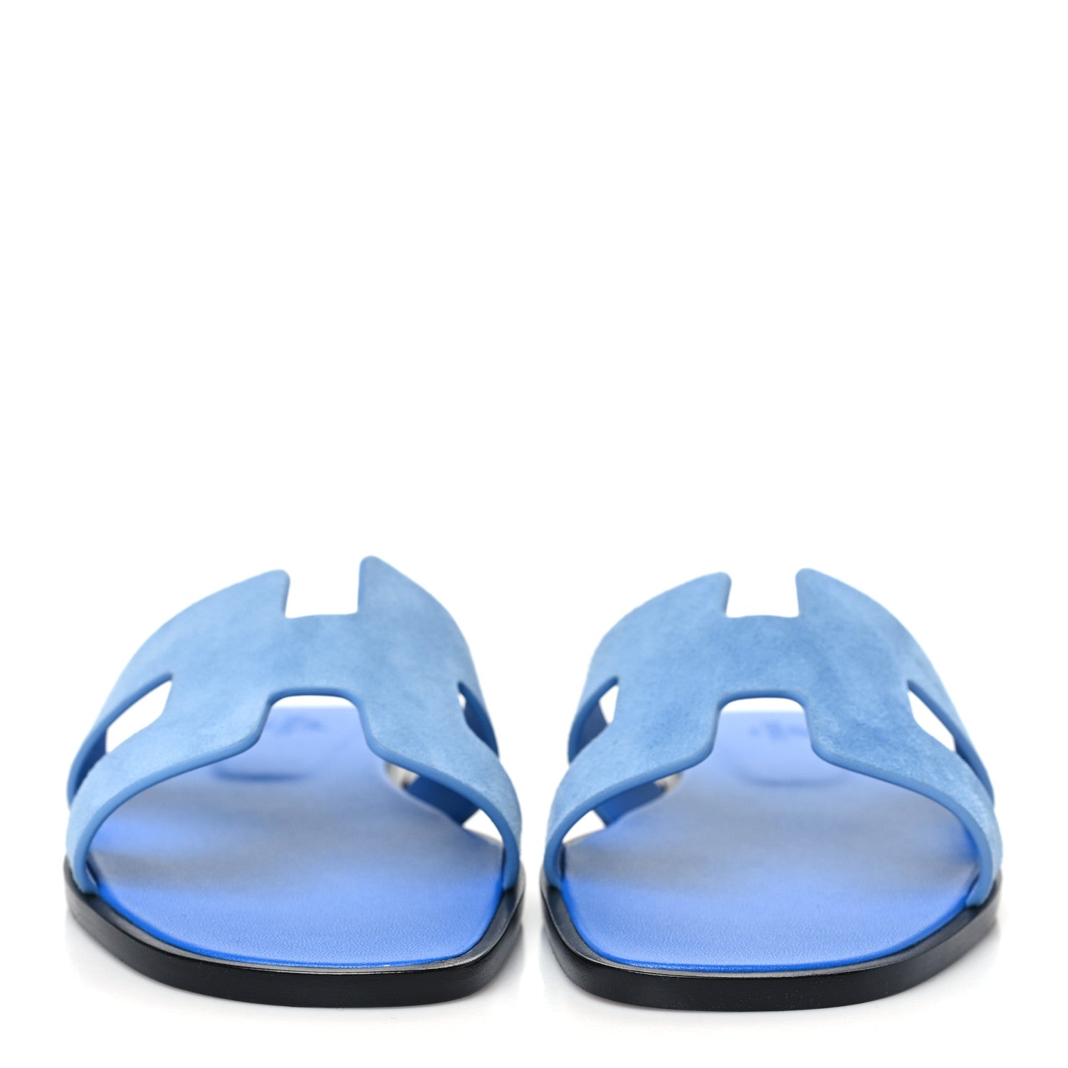 Hermes Suede Goatskin Oran Sandals 38.5 Bleu Cameo 2 of 8