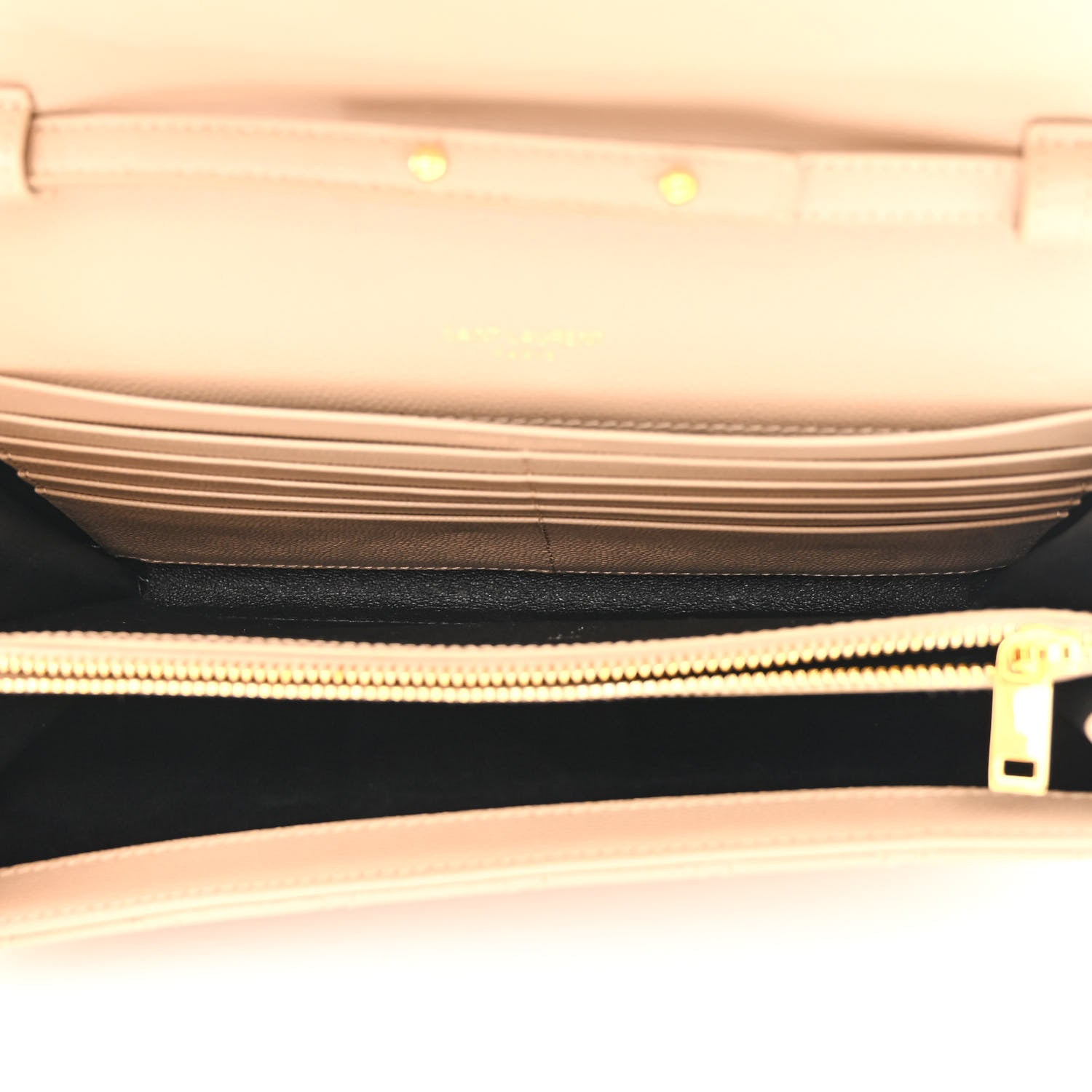 Saint Laurent Grain De Poudre Mixed Matelasse Triquilt Monogram Chain Wallet Dark Beige 5 of 11