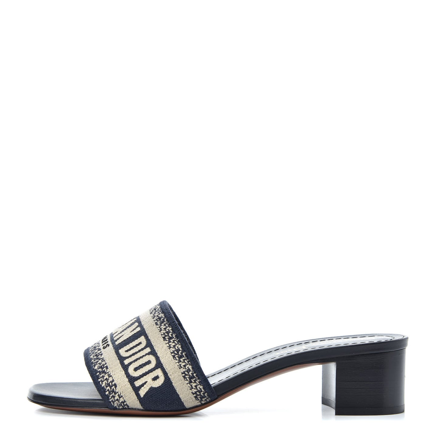 Cotton Embroidered Dway 40mm Slide Sandals 36.5 Deep Blue