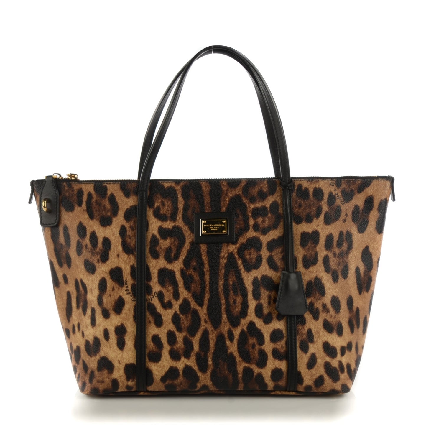 Textured Calfskin Leopard Print Miss Escape Tote