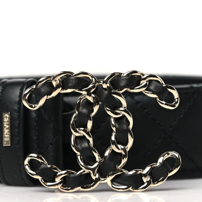 Chanel Calfskin Quilted CC Chain Belt 75 30 Black 3 of 8