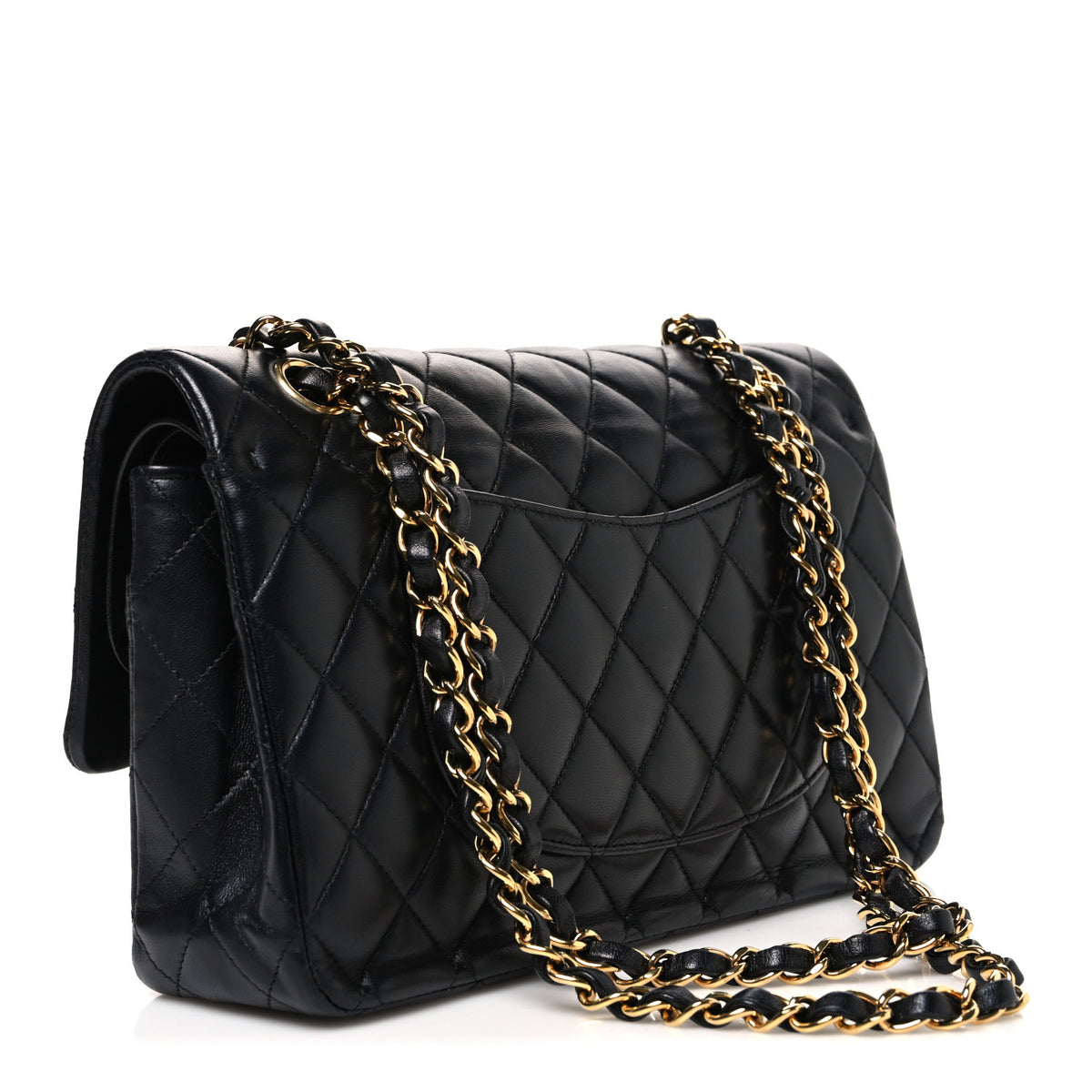 Lambskin Quilted Medium Double Flap Black