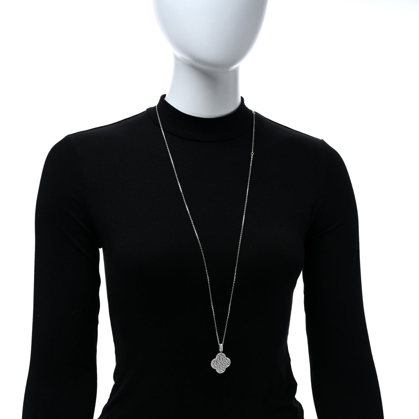 18K White Gold Diamond Magic Alhambra Long Necklace