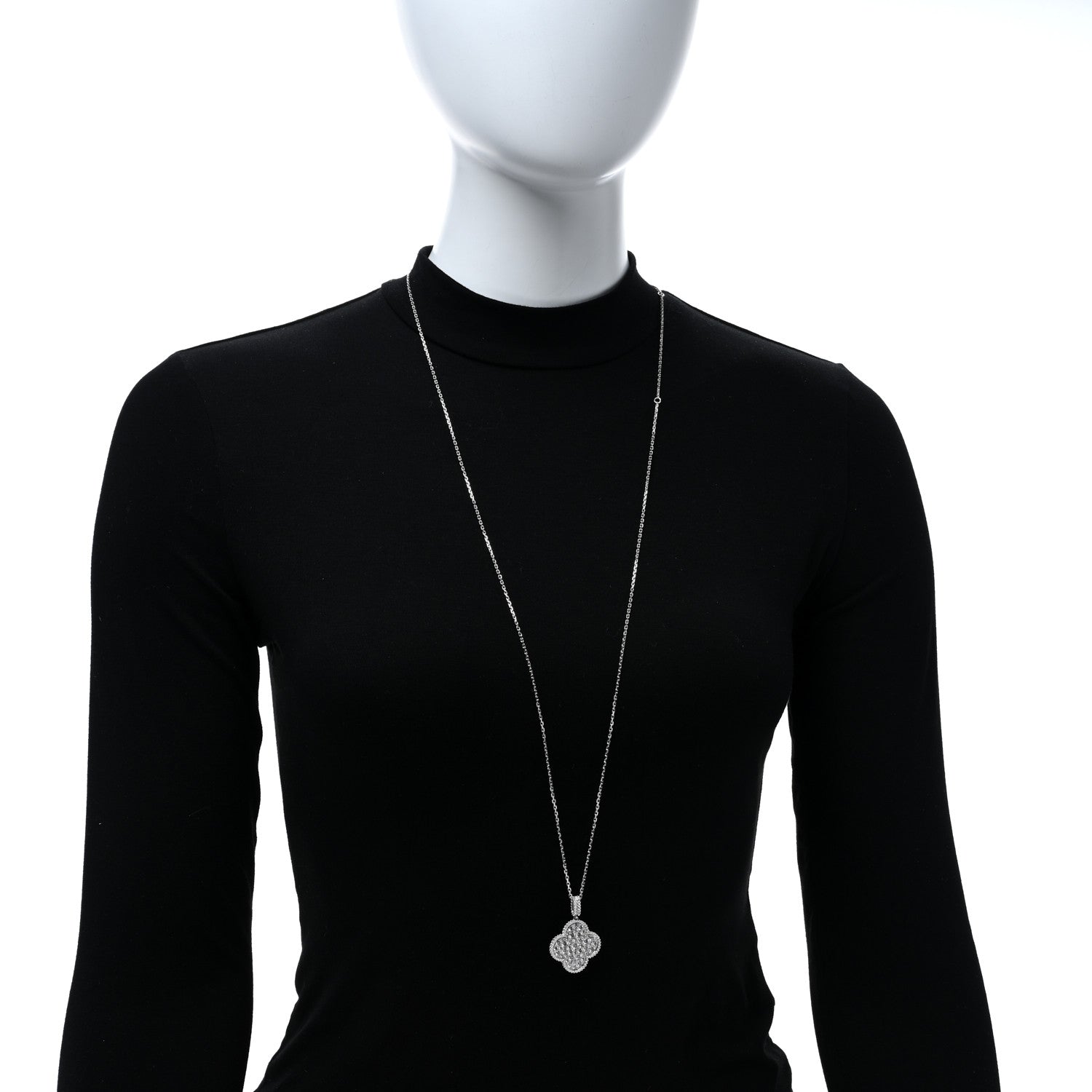 Van Cleef & Arpels 18K White Gold Diamond Magic Alhambra Long Necklace 2 of 5
