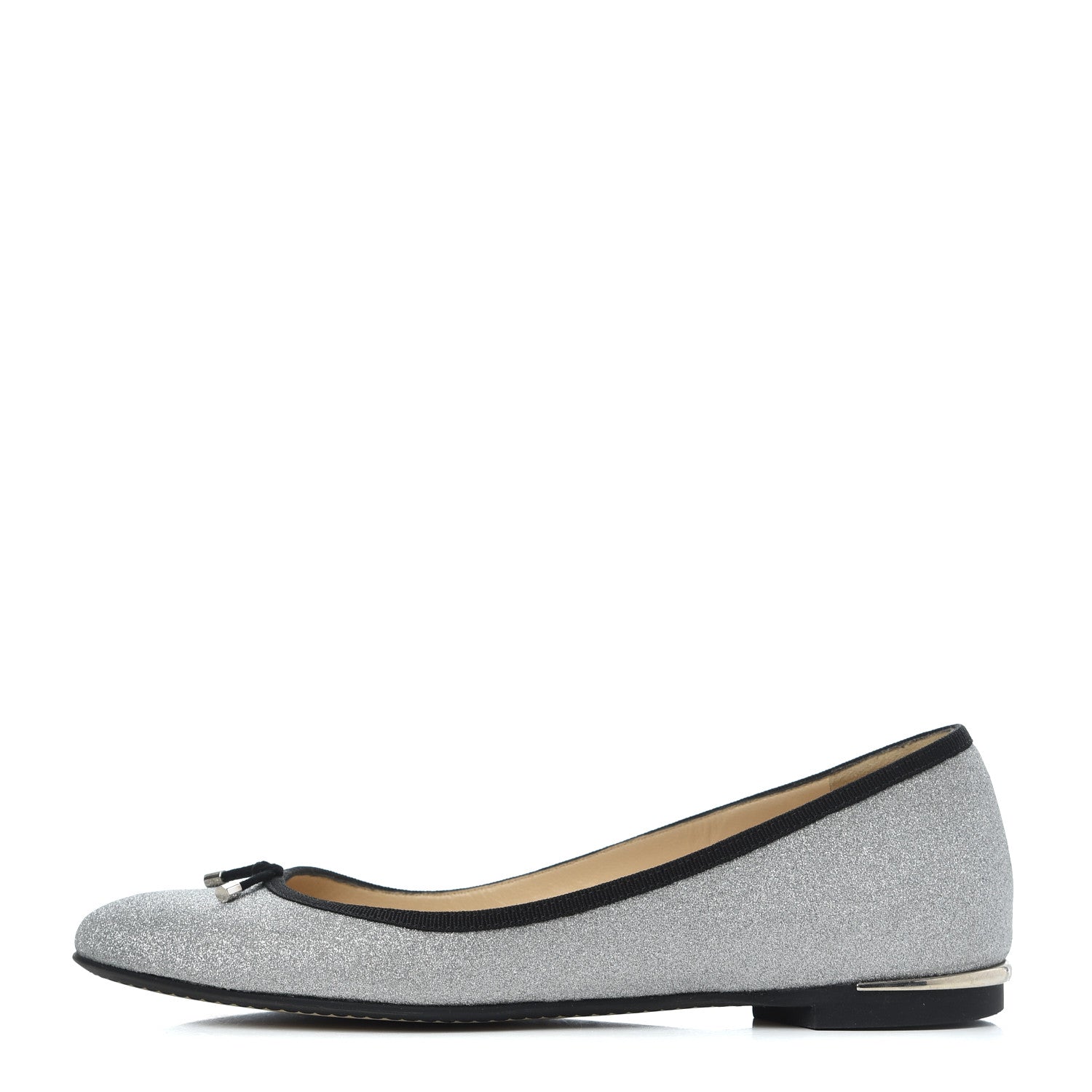 Jimmy Choo Dusty Glitter Ballet Flats 37 Silver 1 of 17