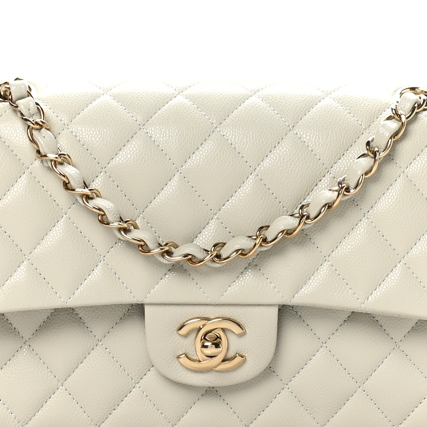 Chanel Caviar Quilted Medium Double Flap Grey 8 of 11