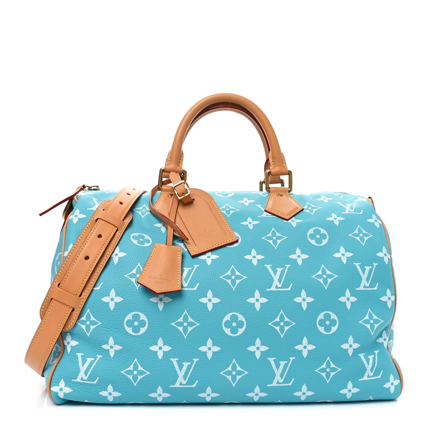 Calfskin Monogram Speedy P9 Bandouliere 40 Turquoise