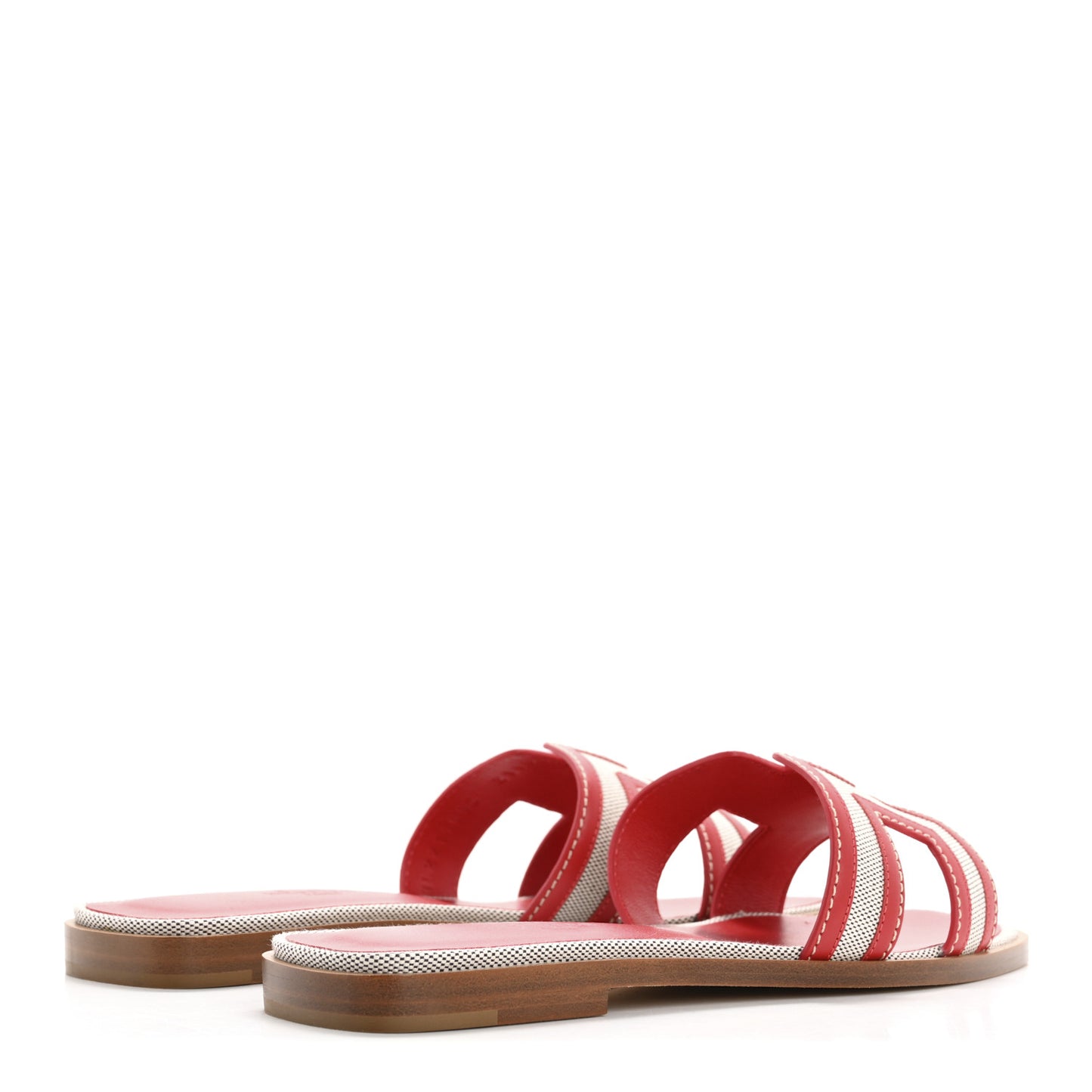 Canvas Calfskin Oran Sandals 36 Prunoir Rouge A Levre
