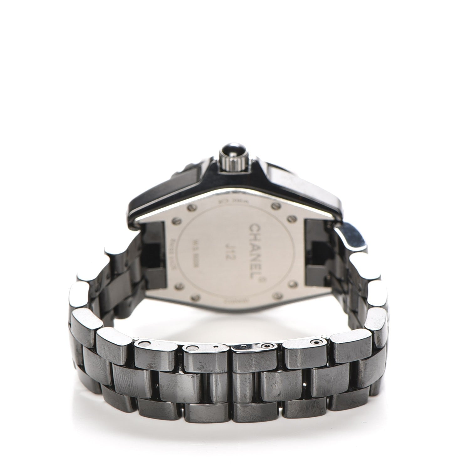 Chanel Stainless Steel Ceramic Diamond 33mm J12 Quartz Watch Black 4 of 7