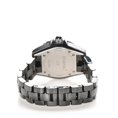 Chanel Stainless Steel Ceramic Diamond 33mm J12 Quartz Watch Black 4 of 7