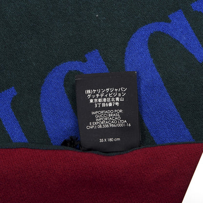 Gucci Wool Silk Guccium Scarf Petroleum Blue Bordeaux 4 of 6