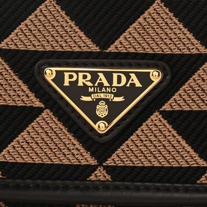 Prada Jacquard Saffiano Triangolo Symbole Embroidered Messenger Bag Black Corda 9 of 11