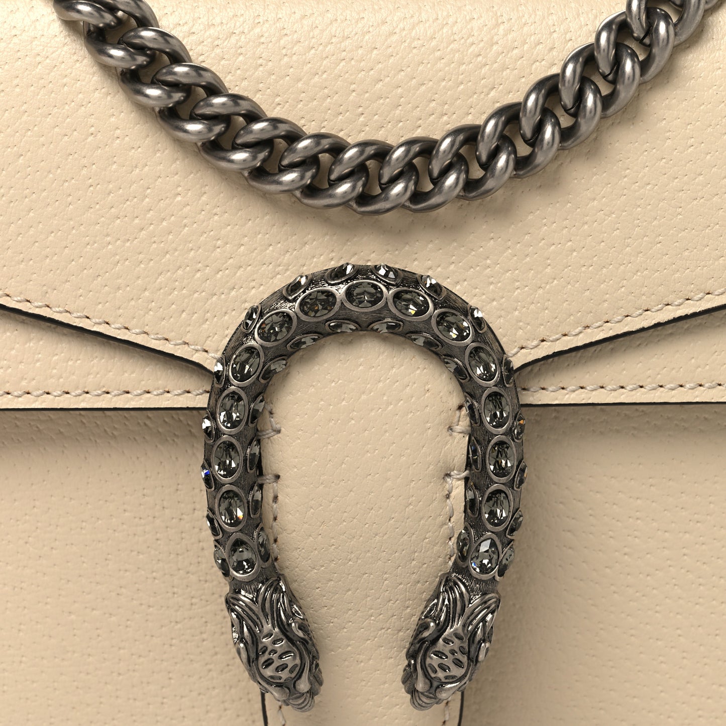 Textured Calfskin Crystal Mini Dionysus Shoulder Bag Mystic White