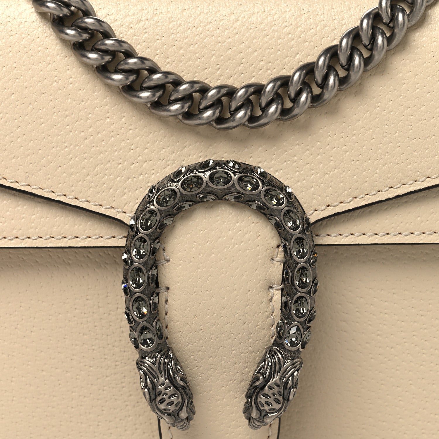 Gucci Textured Calfskin Crystal Mini Dionysus Shoulder Bag Mystic White 8 of 11