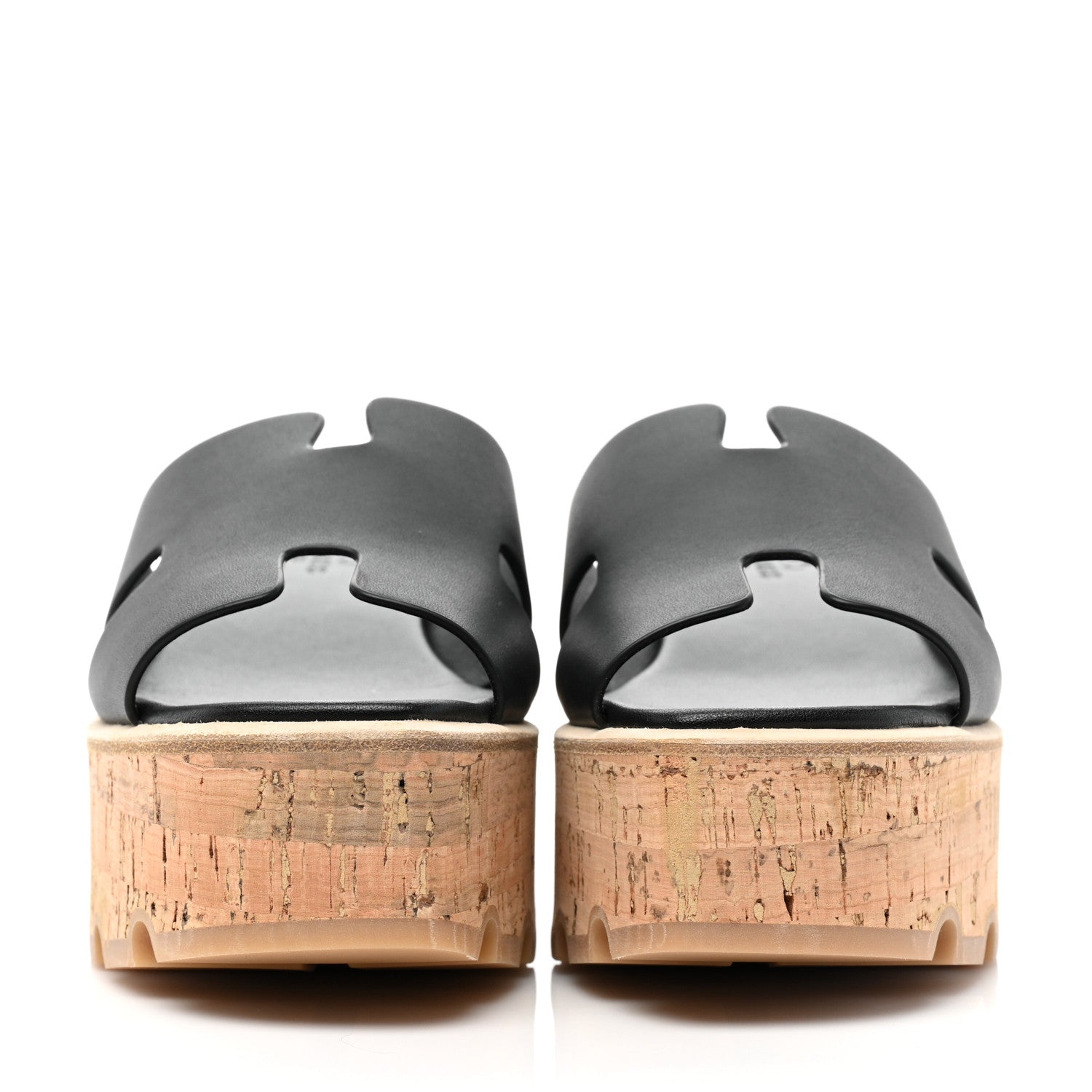 Hermes Calfskin Cork Eze 30 Sandals 35 Black 2 of 8