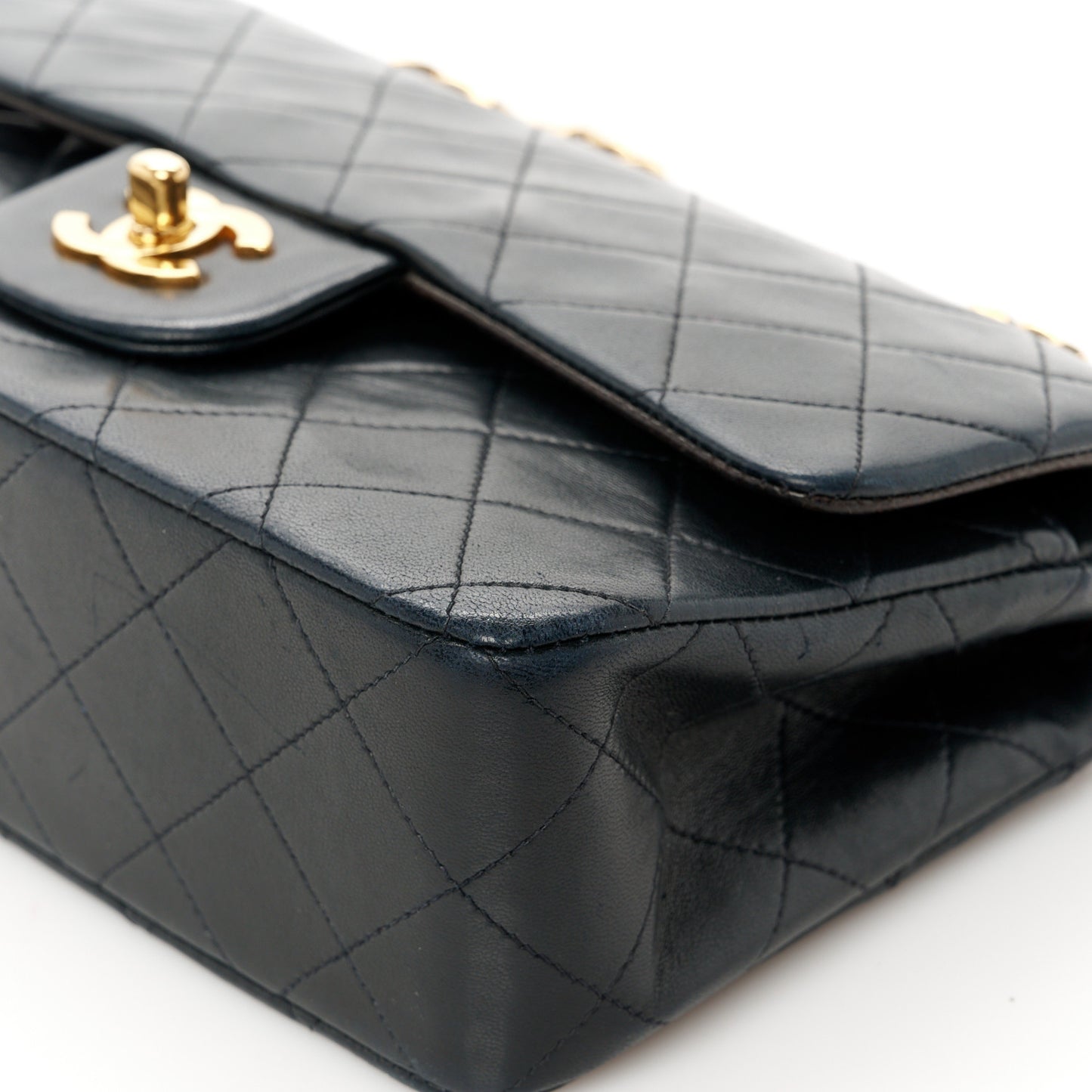 Lambskin Quilted Small Double Flap Black