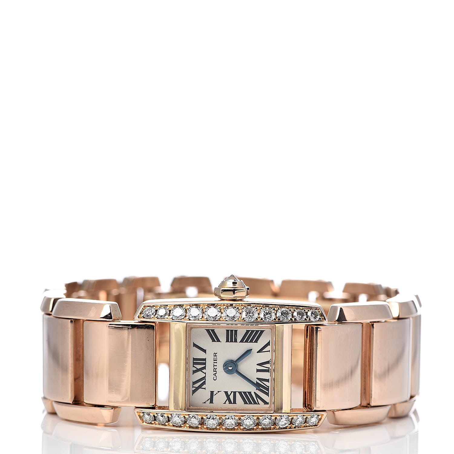 Cartier 18K Pink Gold Diamond 16mm Tankissime Quartz Watch 3 of 8