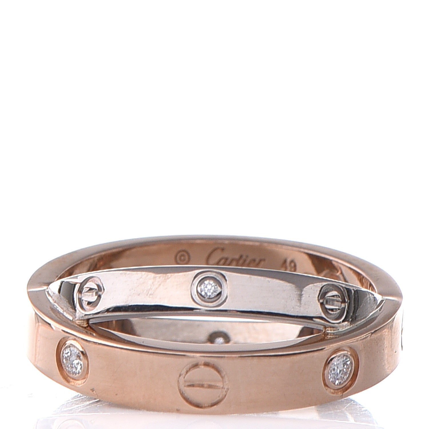 Cartier 18K Pink White Gold 6 Diamonds LOVE Ring 49 4.75 1 of 7