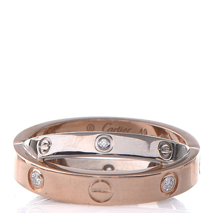 Cartier 18K Pink White Gold 6 Diamonds LOVE Ring 49 4.75 1 of 7